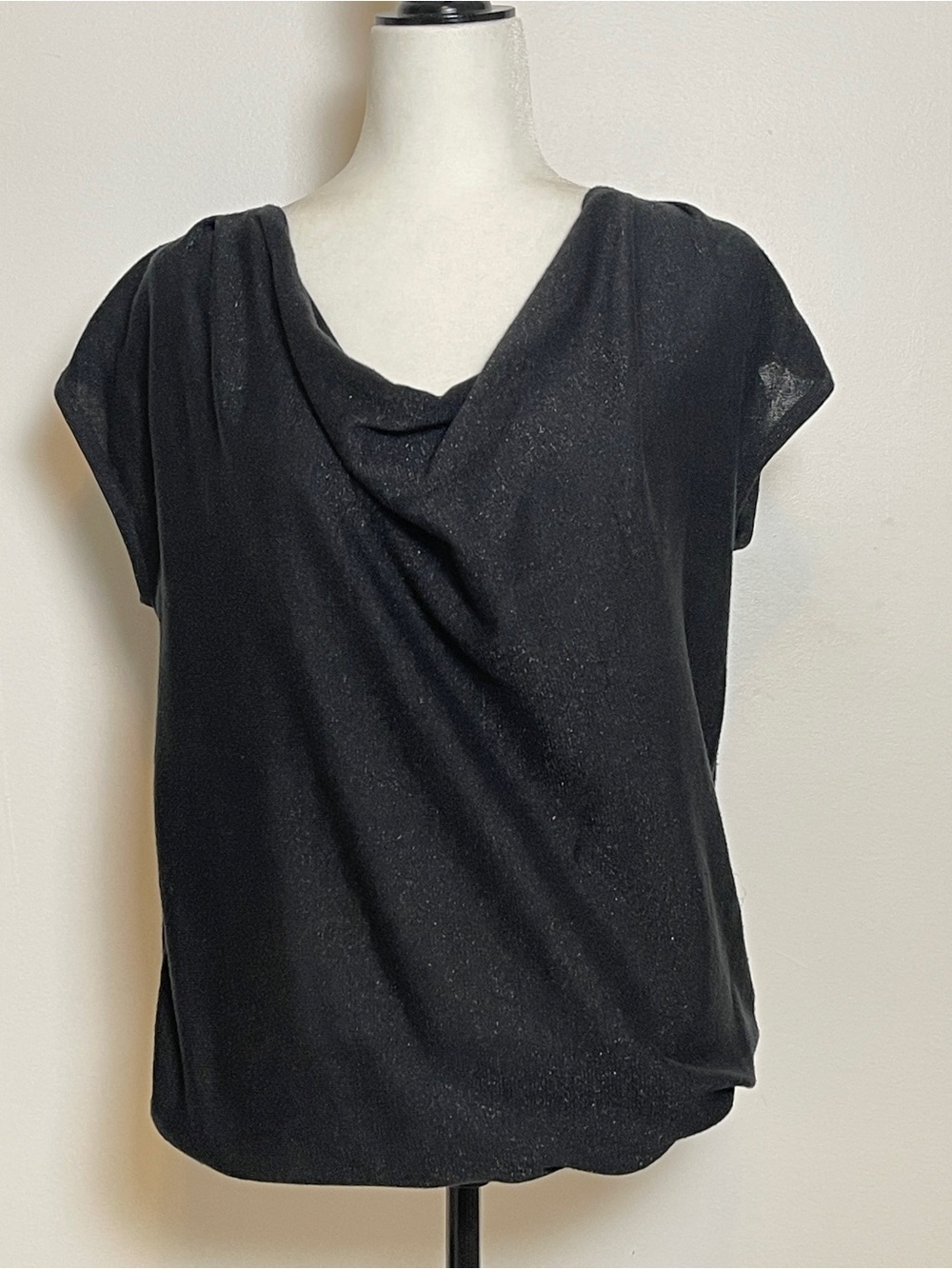 Michael Kors Black Draped Cap-Sleeve Women's Top